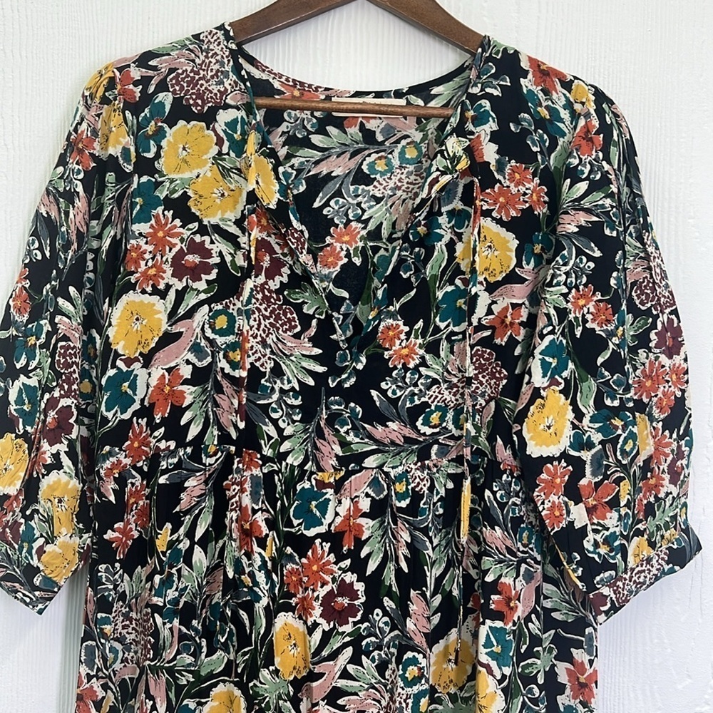 Natural Life - Boho Colorful Fun Floral Tie Neck Maxi Dress Size XS / Small - Picture 8 of 11